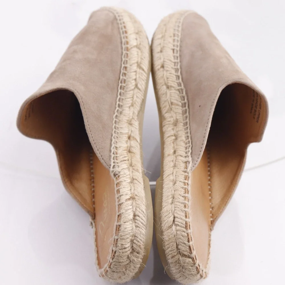 Pinaz Womens Mule Size 37 6 Tan Suede Espadrille Slip On Comfort Shoes Flat